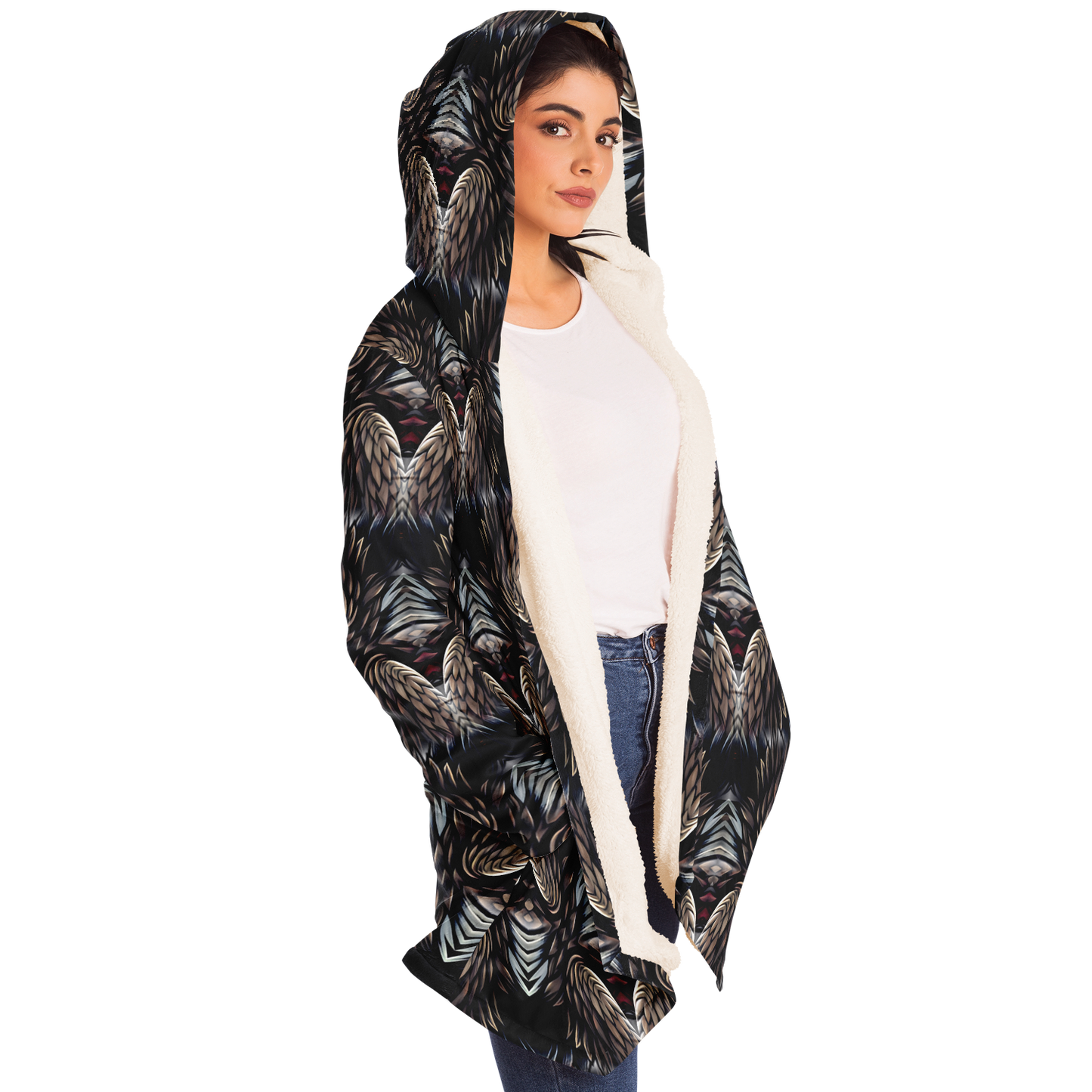 Women's Abstract Dark Kaleidoscope Pattern All Over Print Microfleece Cloak
