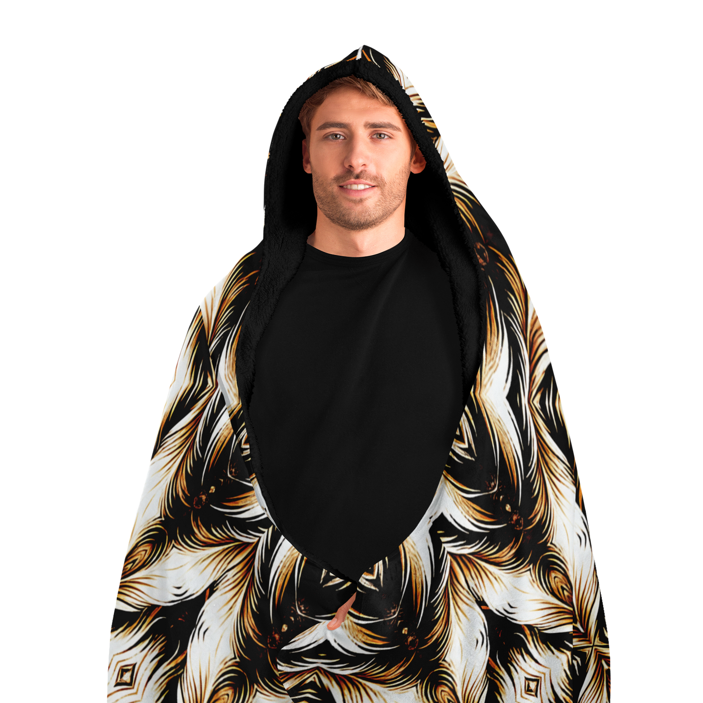 Men's Kaleidoscope Leopard Pattern All Over Print Hooded Blanket Micro Fleece