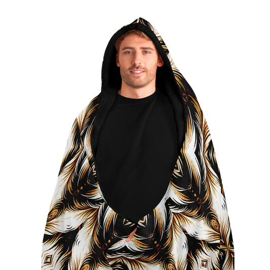 Men's Kaleidoscope Leopard Pattern All Over Print Hooded Blanket Micro Fleece