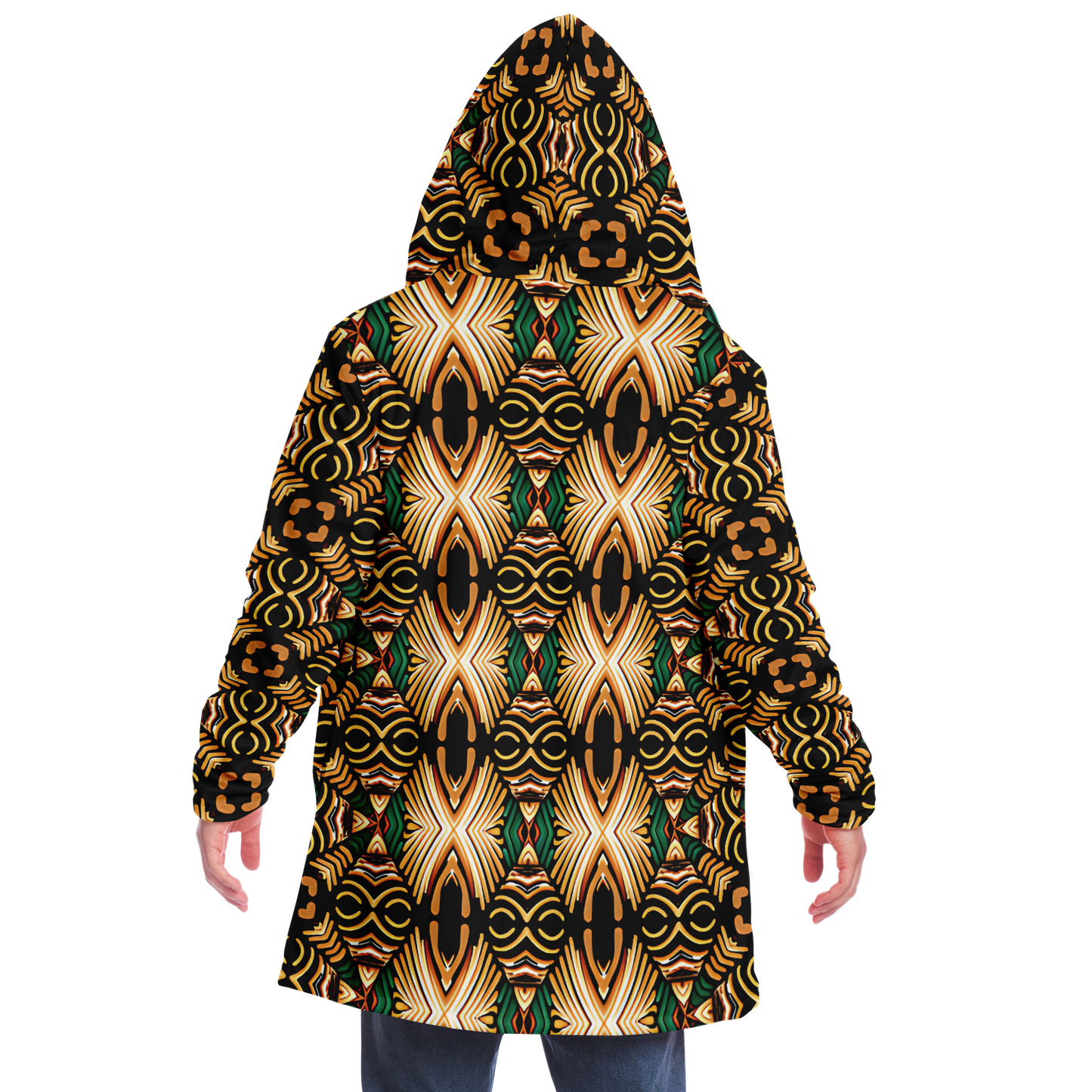 Men's Tribal Geometric Print Microfleece Cloak