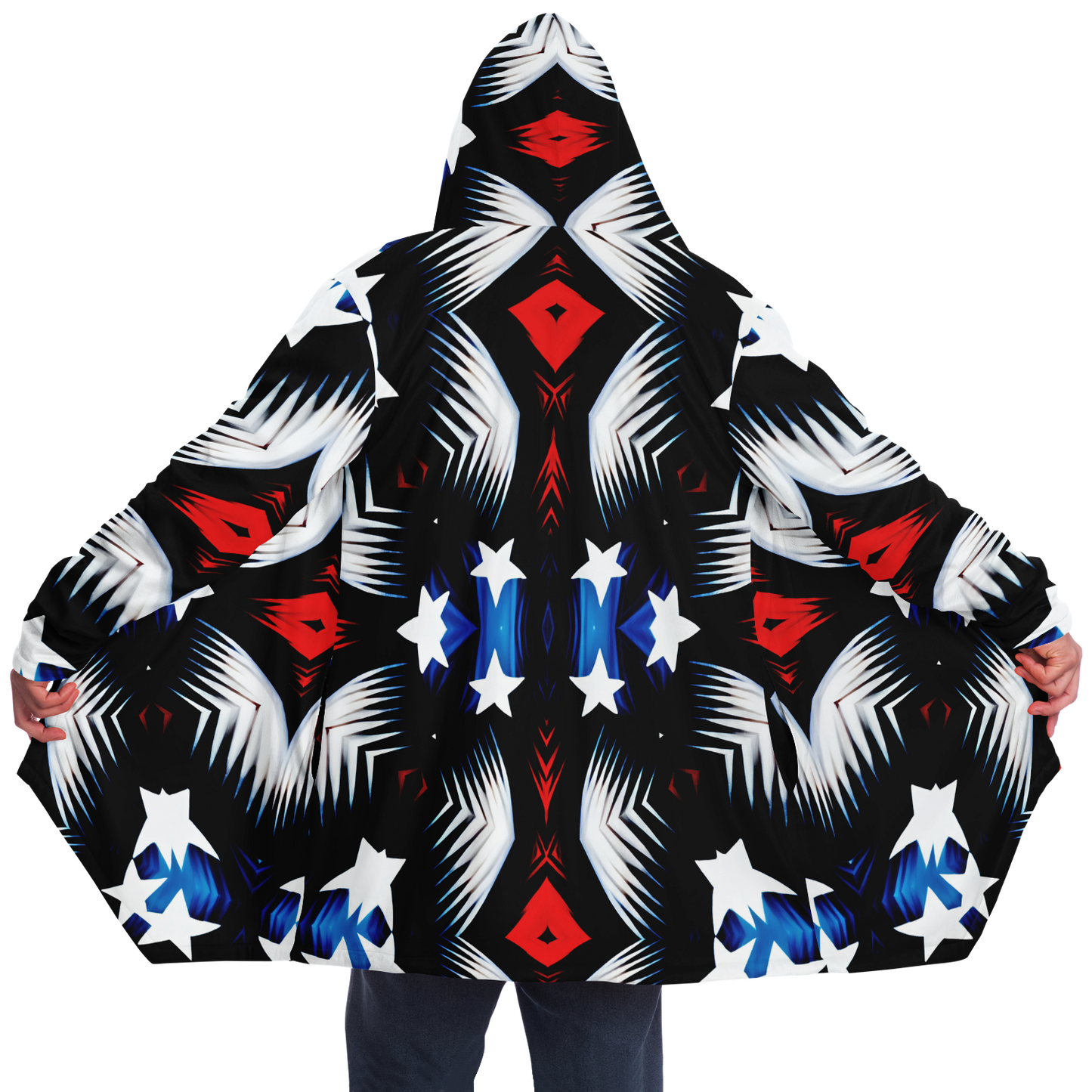 Men's Patriotic Starburst Pattern All-Over Print Men's All Over Print Microfleece Cloak