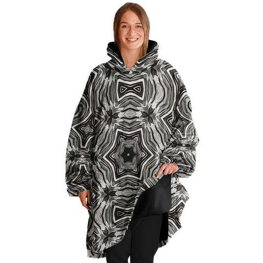 Women's Monochrome Kaleidoscope Pattern Snug Hoodie