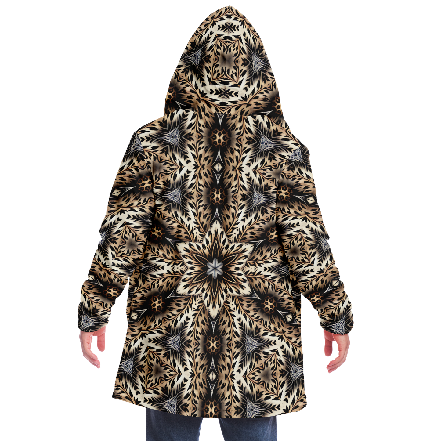 Men's Leopard Kaleidoscope Pattern All-Over Print Microfleece Cloak