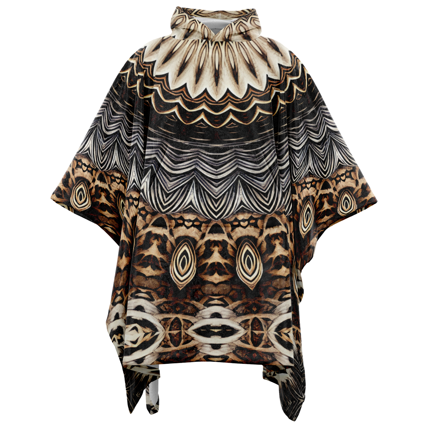 Men's Kaleidoscope Mandala Pattern  All-Over Print Flannel Blanket Poncho