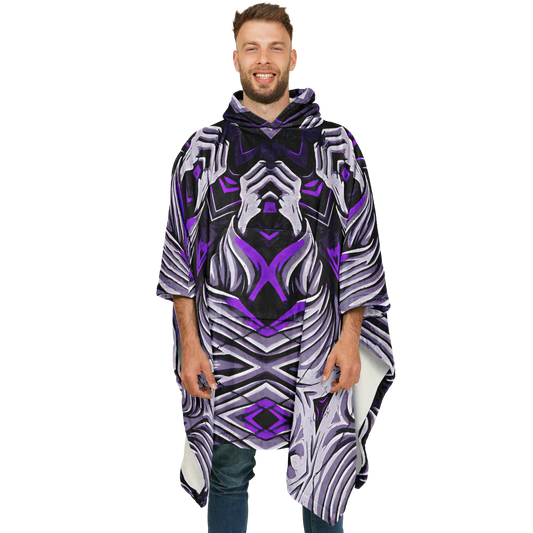 Men's Kaleidoscope Purple Pattern Flannel Blanket Poncho All Over Print