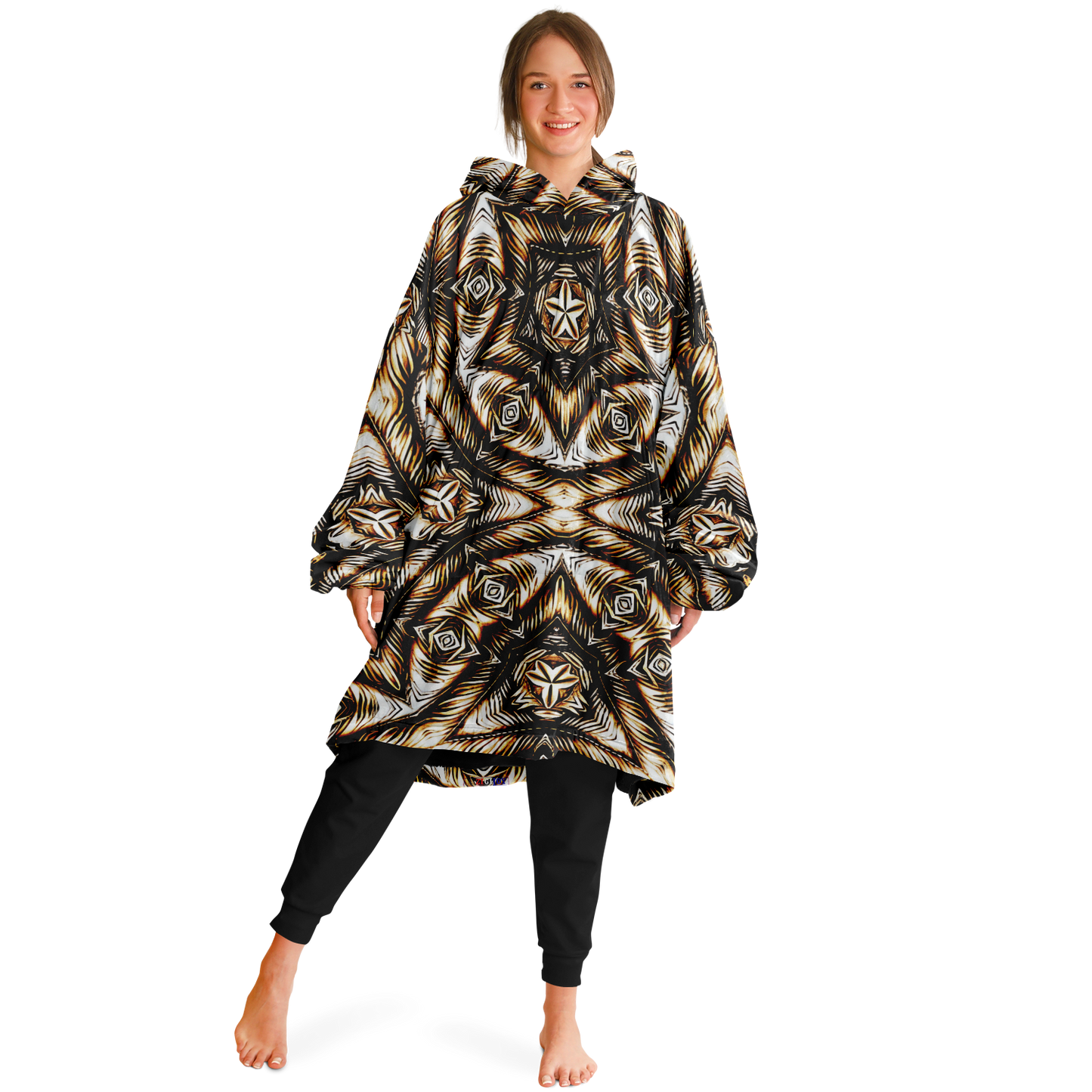 Women's Geometric Pattern All-Over Print Snug Hoodie