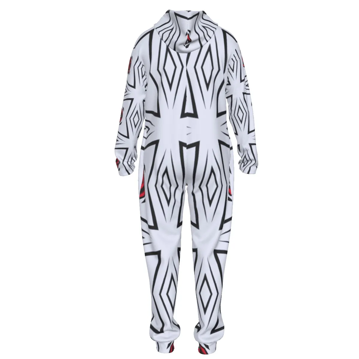 Men's Red & Gray Mosaic Pattern Design All Over Print Unisex Thickened Home Jumpsuit