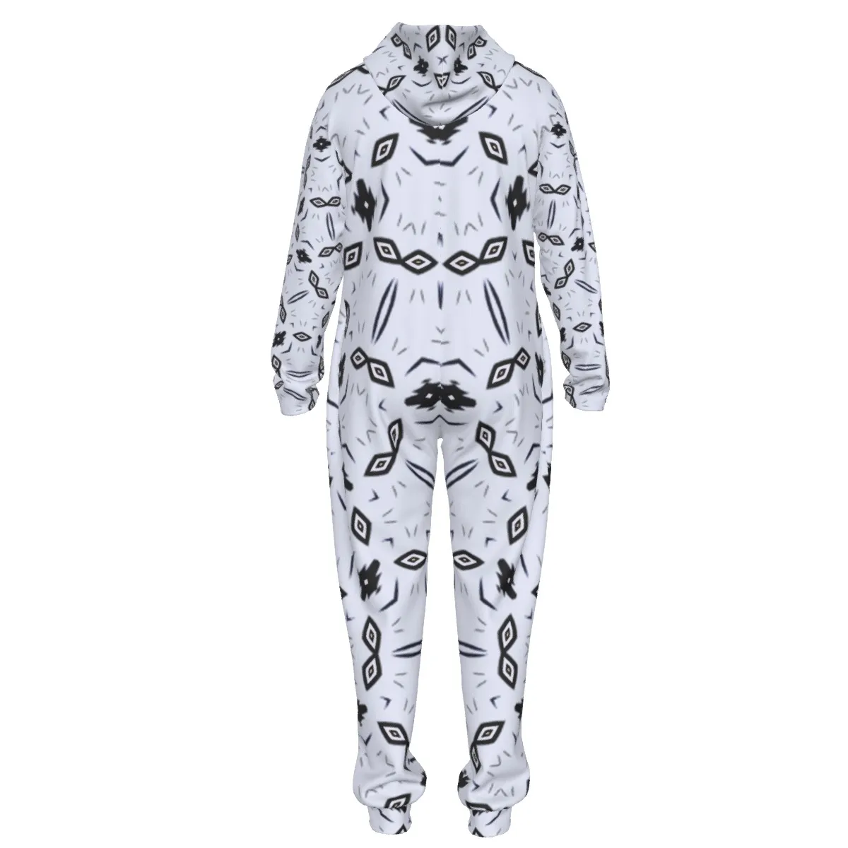 men's Black & White Geometric Pattern Design All-Over Print Unisex Thickened Home Jumpsuit