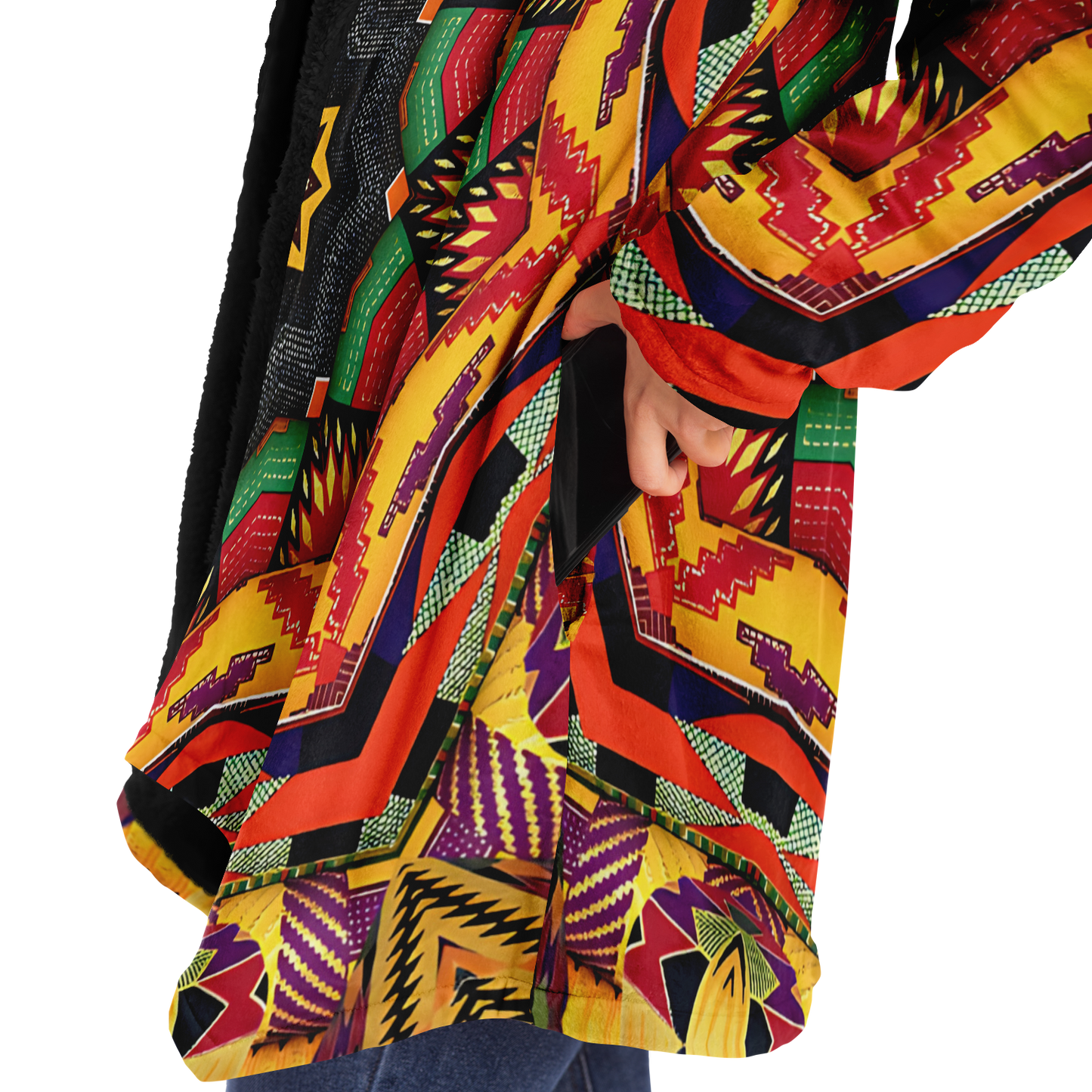 Women's Kaleidoscope Tribal Pattern All Over Print Microfleece Cloak