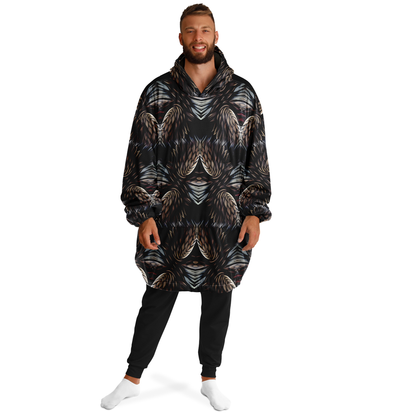 Men's Abstract Dark Kaleidoscope Pattern All Over Print Snug Hoodie