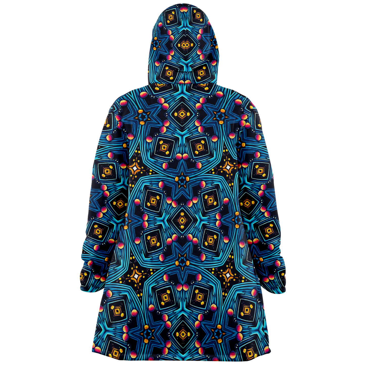 Women's Blue Mosaic Star Pattern All Over Print Microfleece Cloak