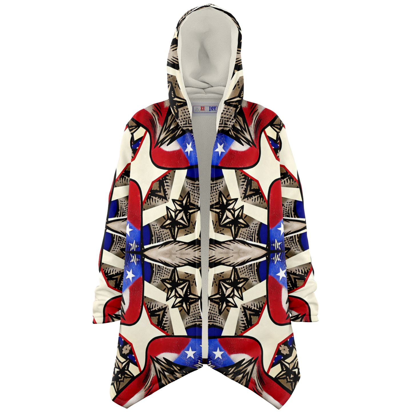 Women's Patriotic Star Kaleidoscope Pattern All-Over Print Microfleece Cloak