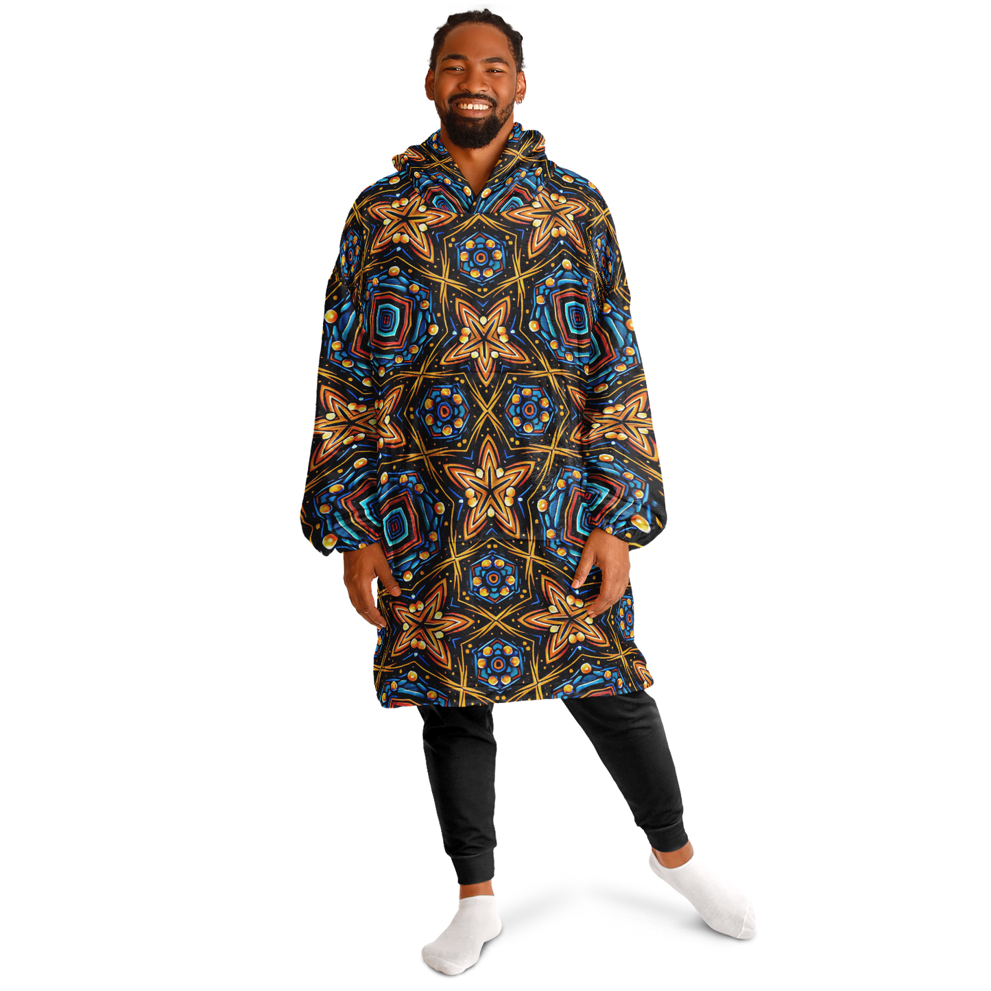 Men's Bohemian Mosaic Star Pattern All Over print Snug Hoodie Economy