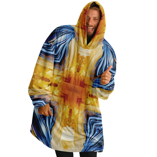 Men’s Bright Orange & Blue Abstract All Over Print Snug Hoodie