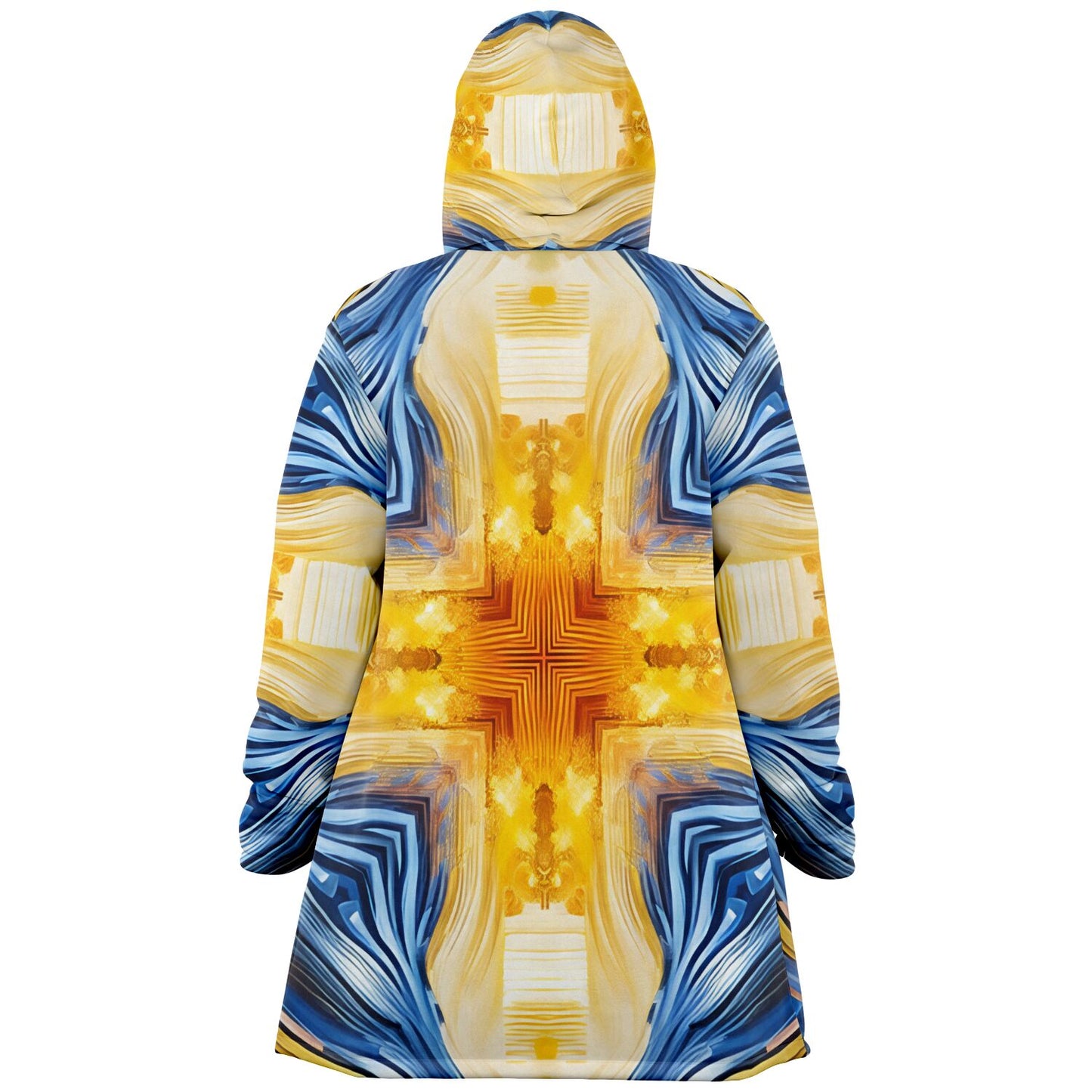 Women’s Bright Orange & Blue Abstract All Over Print Microfleece Cloak