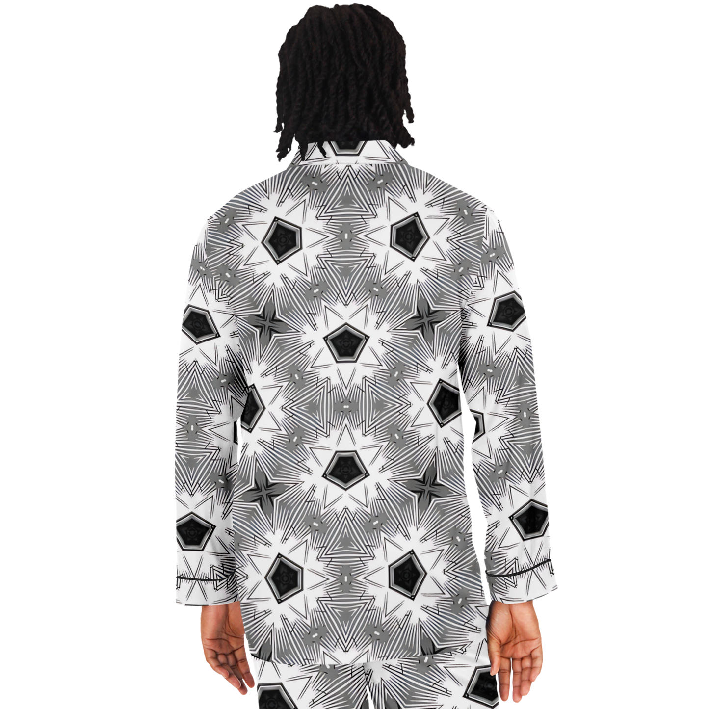Men's Monochrome Tie-Dye Pattern Satin Pajamas