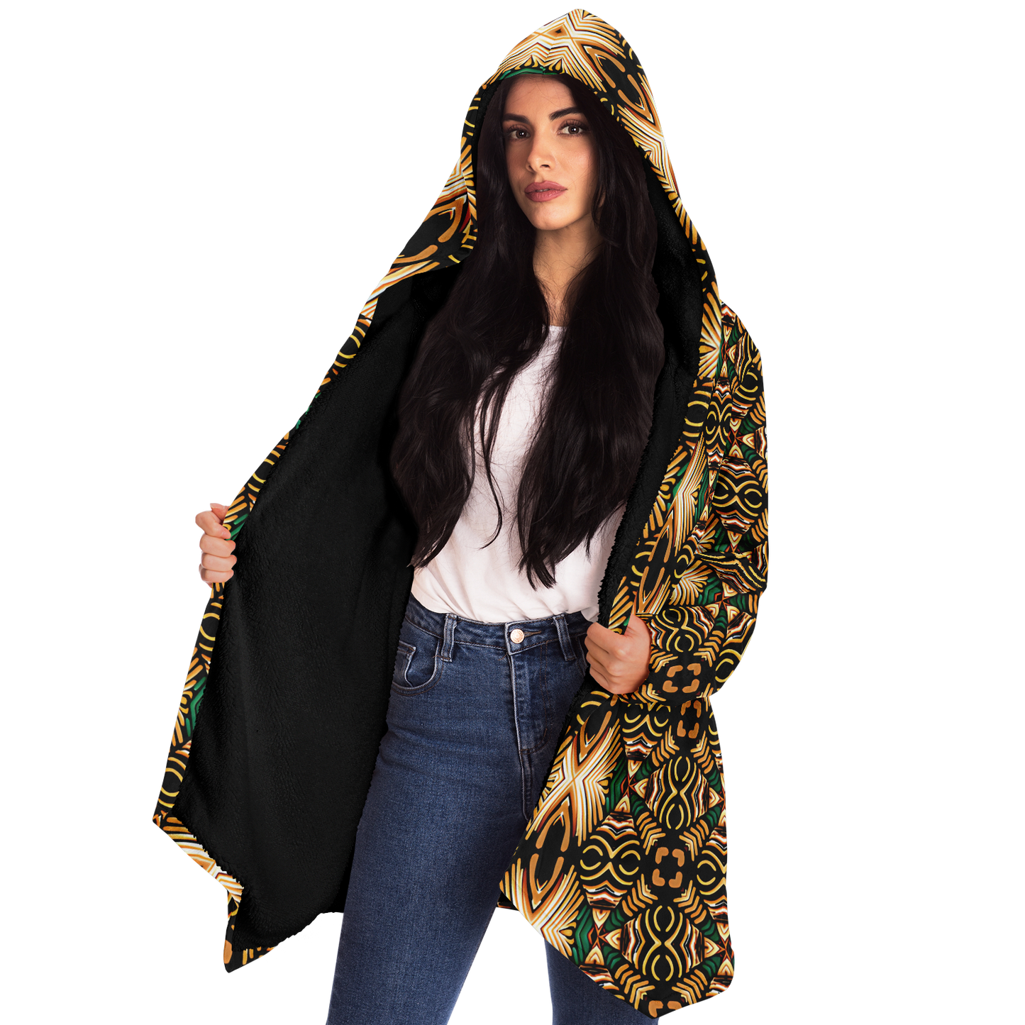 Women's Tribal Geometric Print Microfleece Cloak