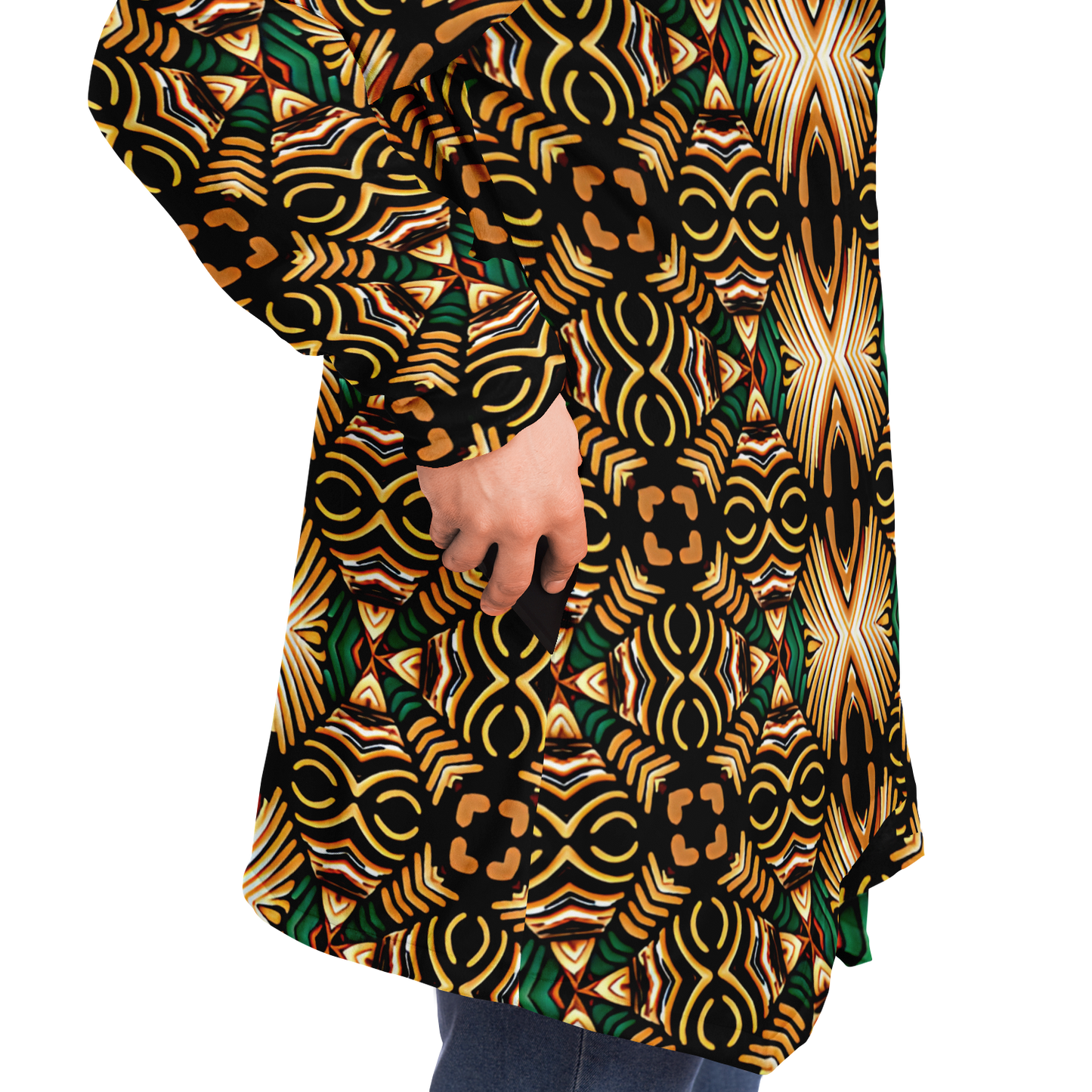 Men's Tribal Geometric Print Microfleece Cloak