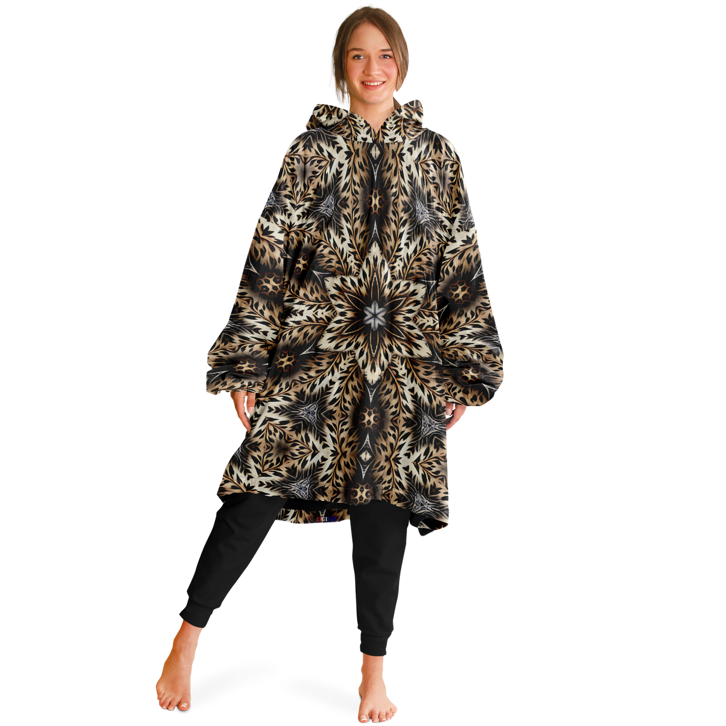Women's Leopard Kaleidoscope Pattern All-Over Print Snug Hoodie
