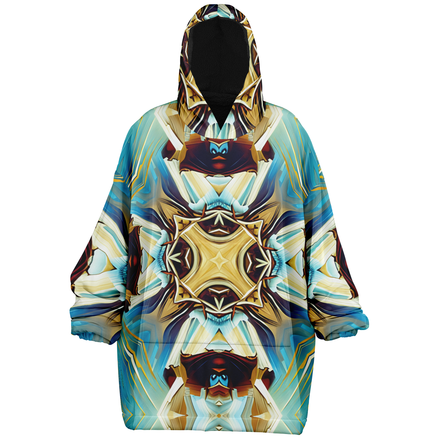 Women's Abstract Teal & Gold Pattern All Over Print Snug Hoodie