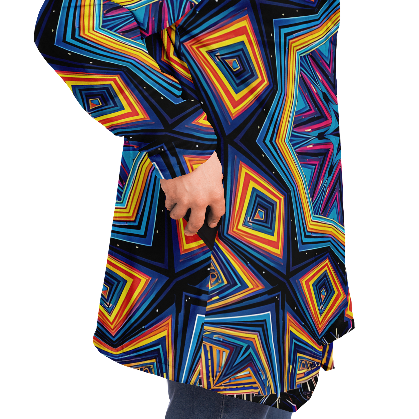 Men's Kaleidoscope Geometric Pattern All Over Print Microfleece Cloak