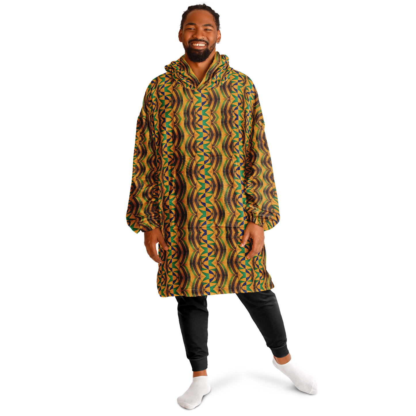 Men's African Kente Geometric Pattern All-Over Print Snug Hoodie Economy