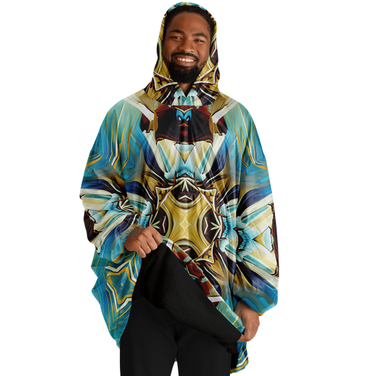 Men's Abstract Teal & Gold Pattern All Over Print Snug Hoodie