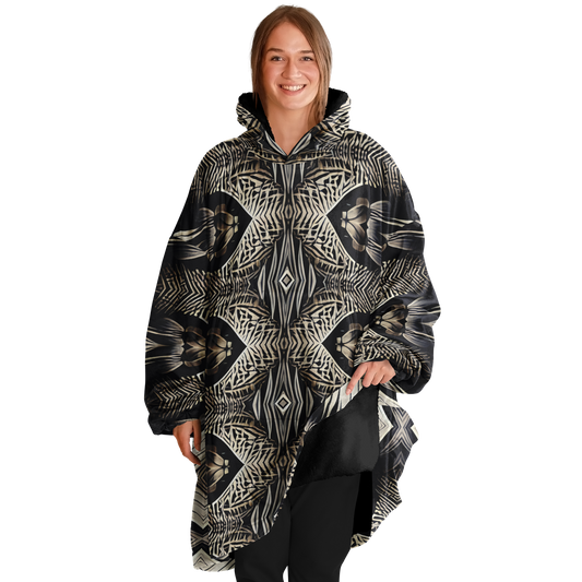Women's Monochrome Geometric Kaleidoscope Pattern All Over Print Snug Hoodie