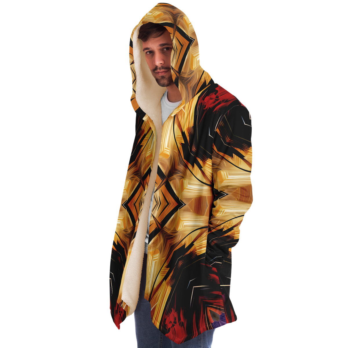 Men's Geometric Kaleidoscope Pattern Design All Over Print Microfleece Cloak