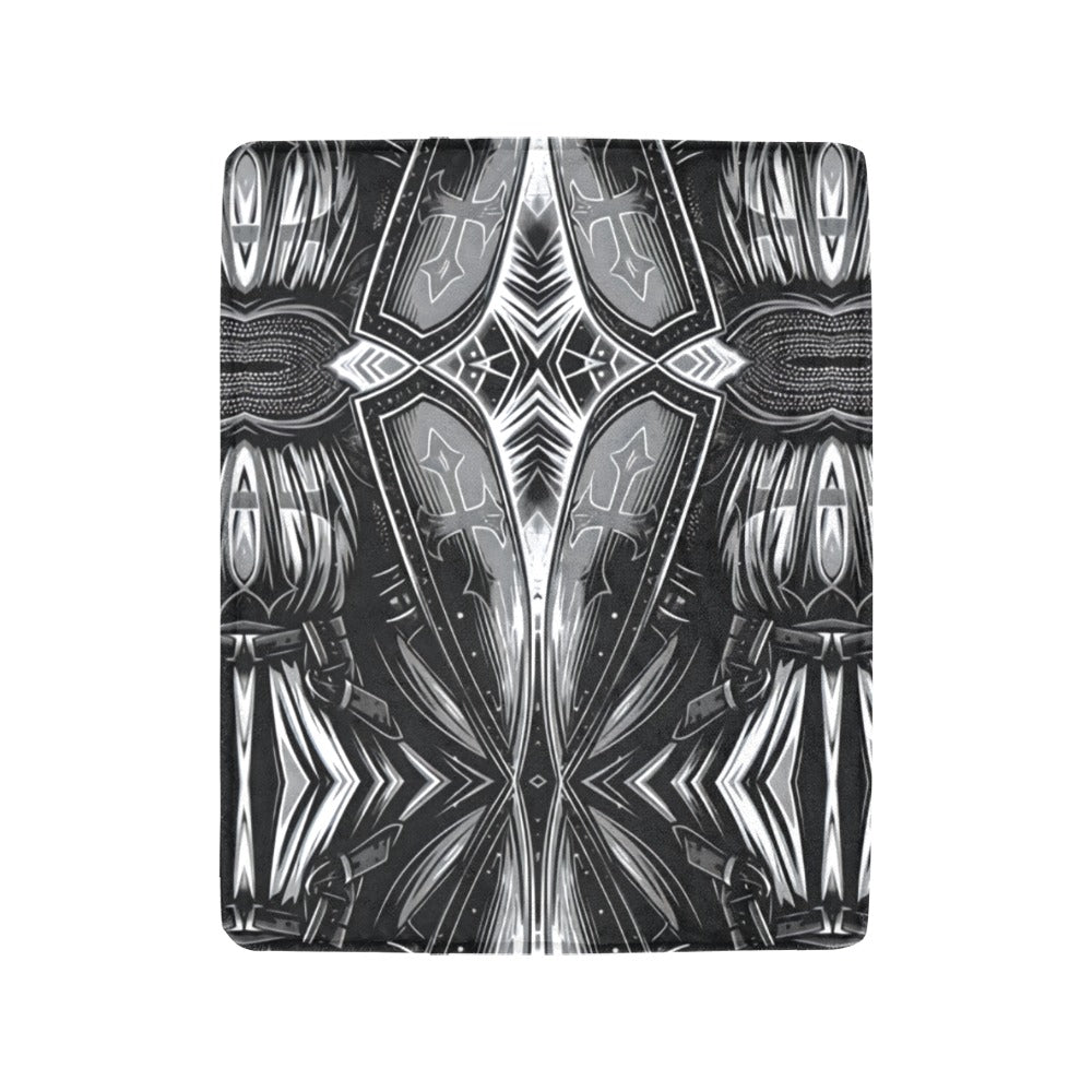 Monochrome Gothic Kaleidoscope Pattern All Over Print Ultra-Soft Micro Fleece Blanket 40"x50"