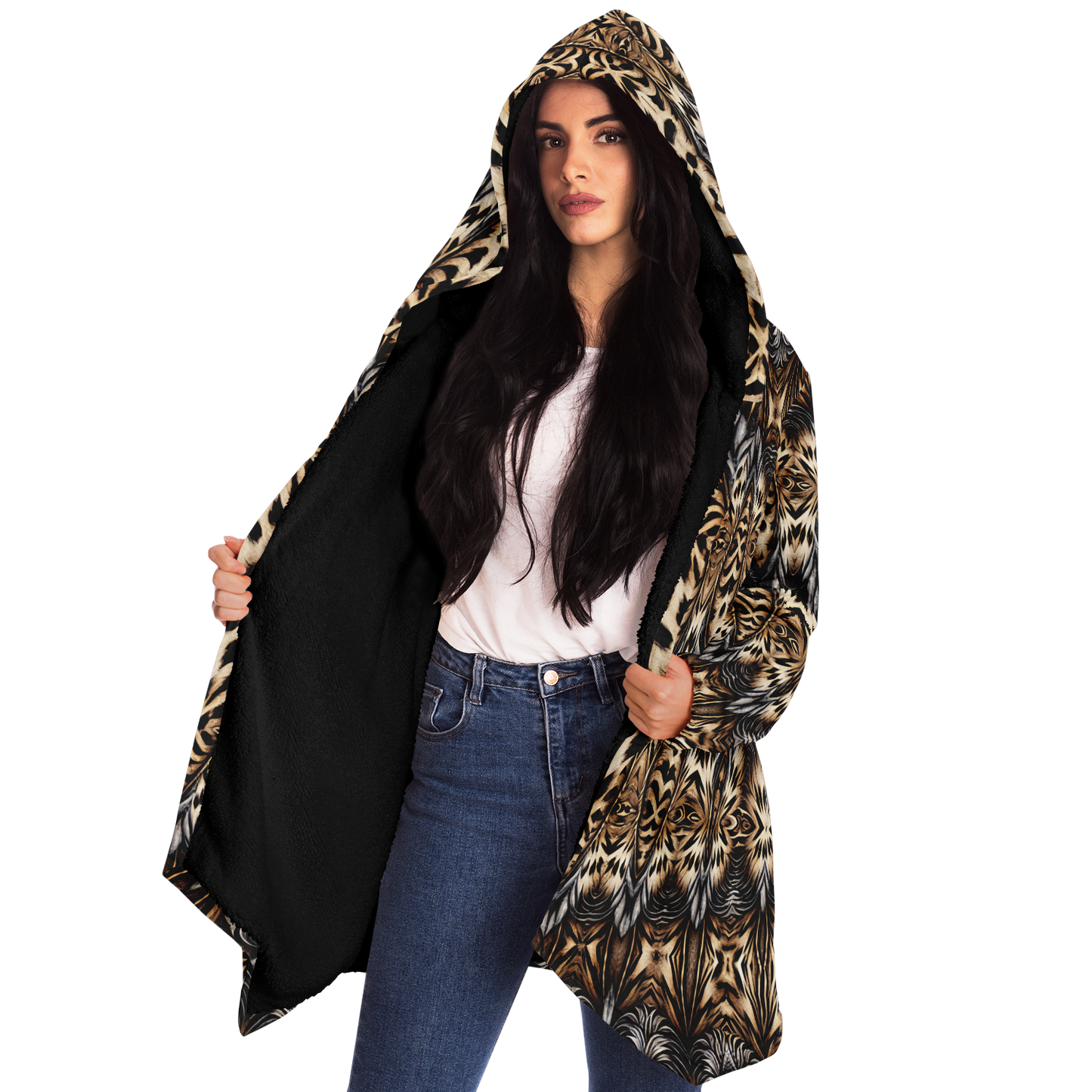Women's Leopard Trendy Geometric Pattern All-Over Print Microfleece Cloak