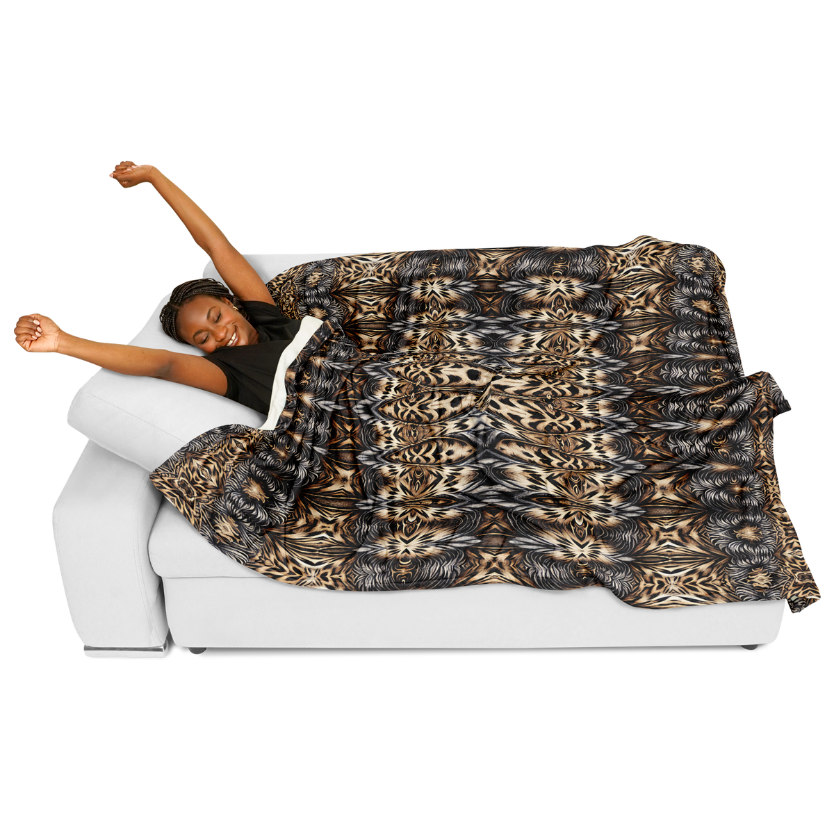 Women's Leopard Trendy Geometric Pattern All-Over Print Flannel Blanket Poncho