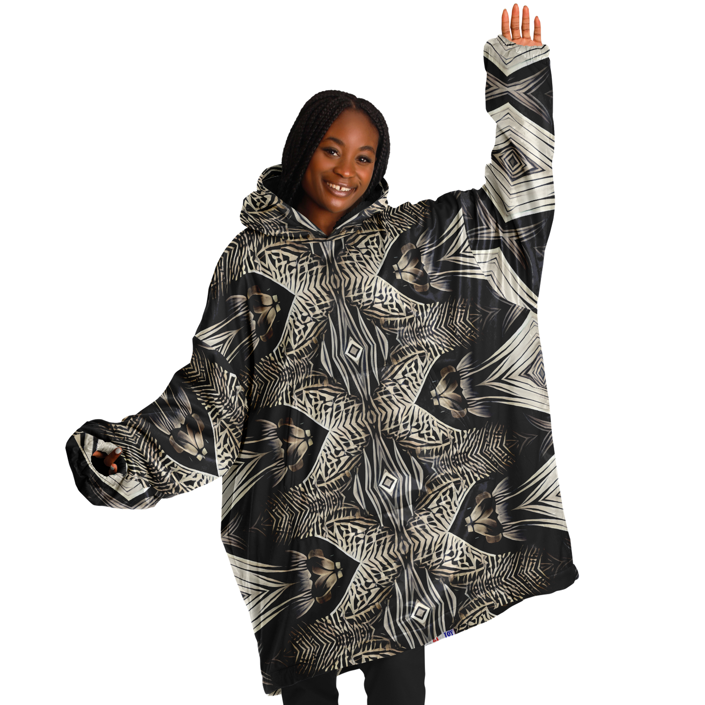 Women's Monochrome Geometric Kaleidoscope Pattern All Over Print Snug Hoodie