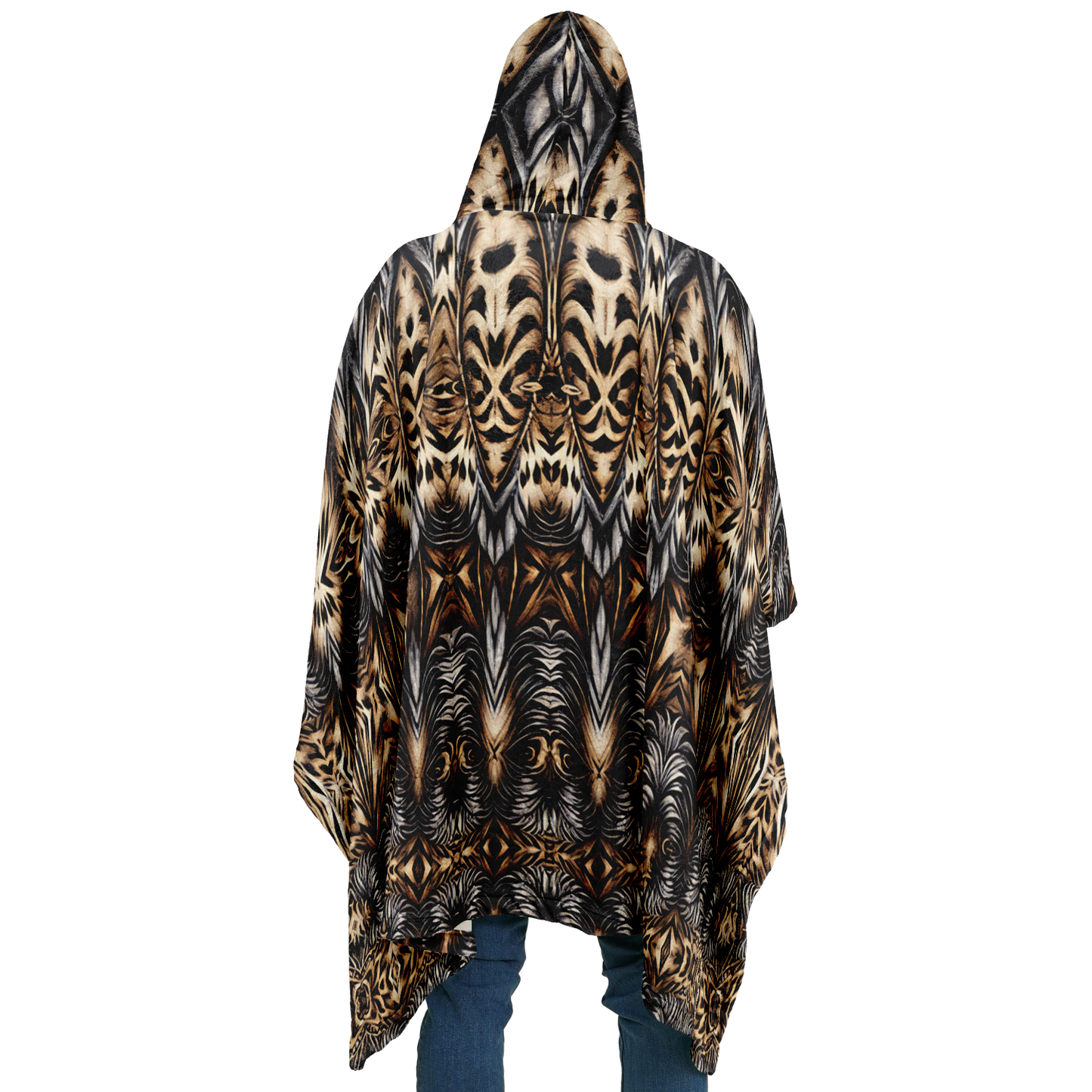 Men's Leopard Trendy Geometric Pattern All-Over Print Flannel Blanket Poncho