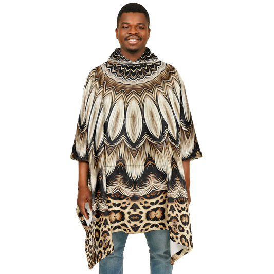 Men's Kaleidoscope Mandala Pattern  All-Over Print Flannel Blanket Poncho