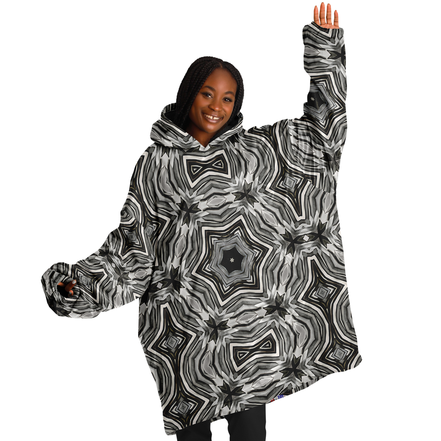 Women's Monochrome Kaleidoscope Pattern Snug Hoodie