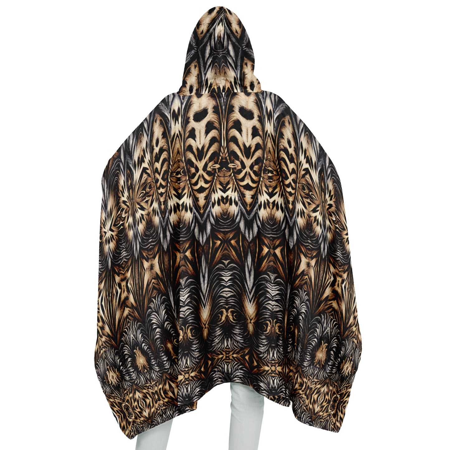 Women's Leopard Trendy Geometric Pattern All-Over Print Flannel Blanket Poncho