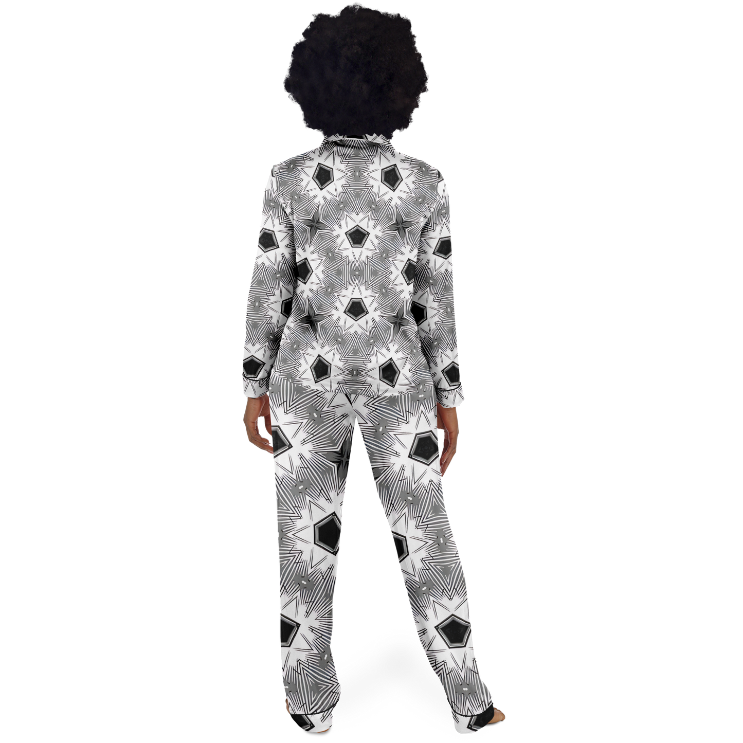 Women's Monochrome Tie-Dye Pattern Satin Pajamas