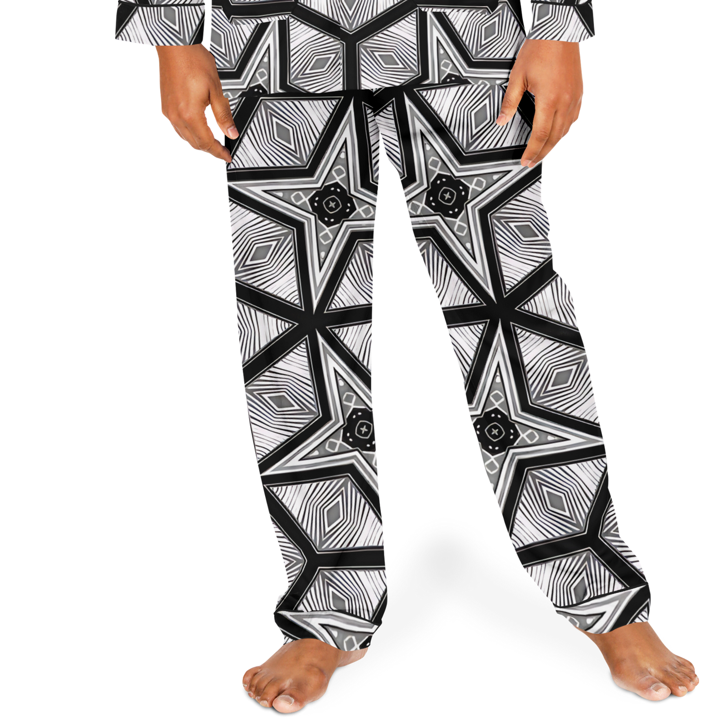 Men's Geometric Star Grid Satin Pajamas