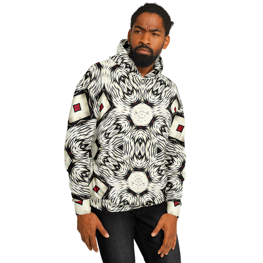 Men's Black & White Abstract Pattern All Over print Heavyweight Oversized Hoodie