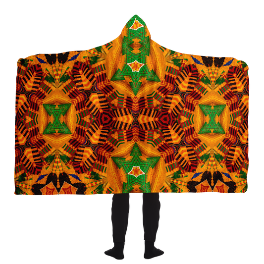 Men's Vibrant Orange & Blue Geometric Pattern Hooded Blanket Micro Fleece