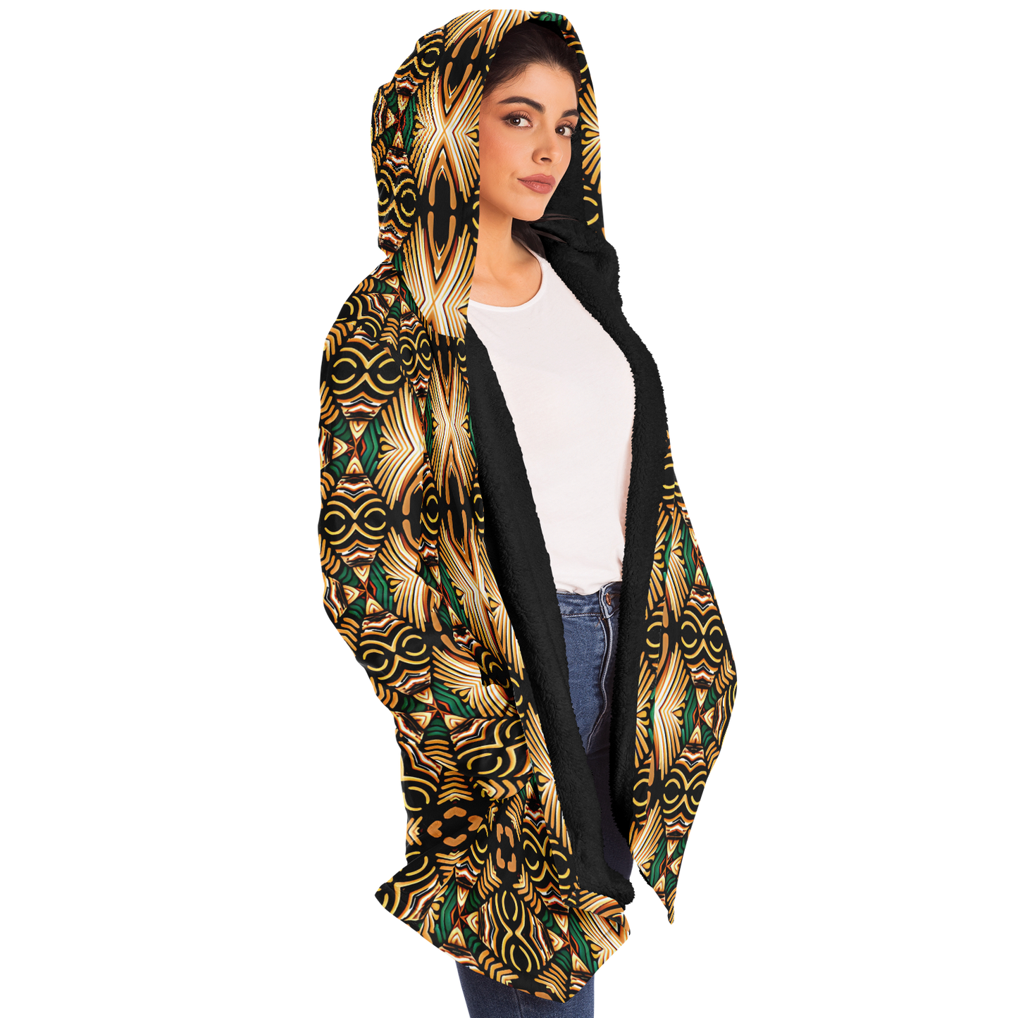 Women's Tribal Geometric Print Microfleece Cloak