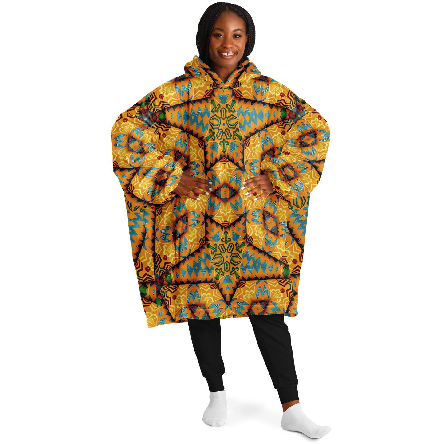 Women's Golden Geometric Mosaic Pattern Snug Hoodie