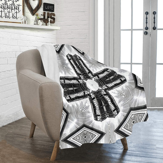 Black & White Kaleidoscope Cross Pattern All Over Print All Over Print Ultra-Soft Micro Fleece Blanket 40"x50"
