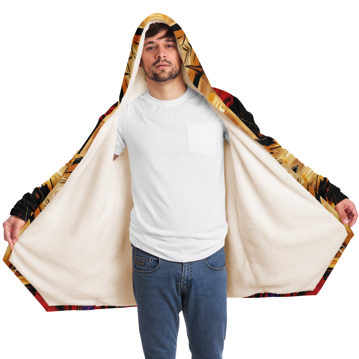 Men's Geometric Kaleidoscope Pattern Design All Over Print Microfleece Cloak