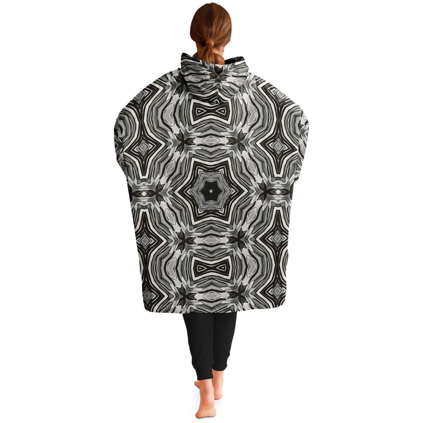 Women's Monochrome Kaleidoscope Pattern Snug Hoodie