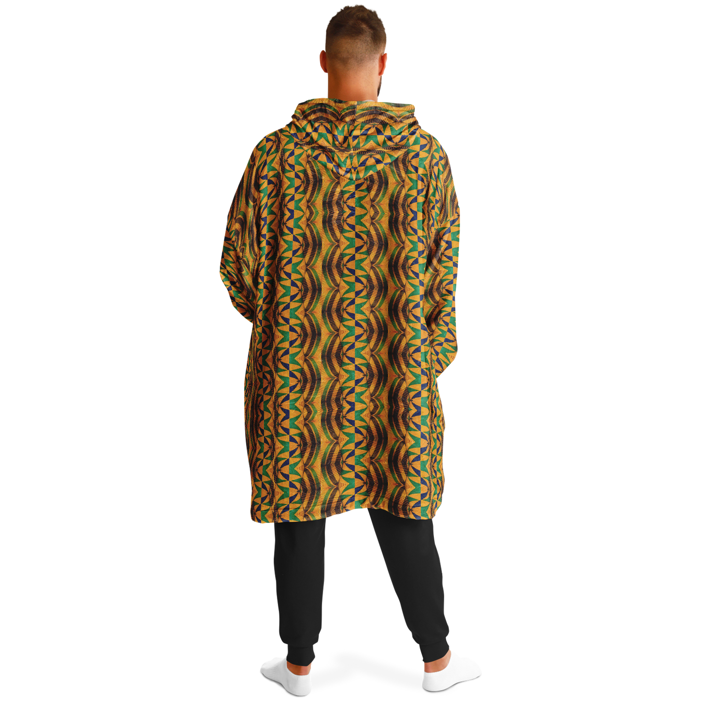 Men's African Kente Geometric Pattern All-Over Print Snug Hoodie Economy