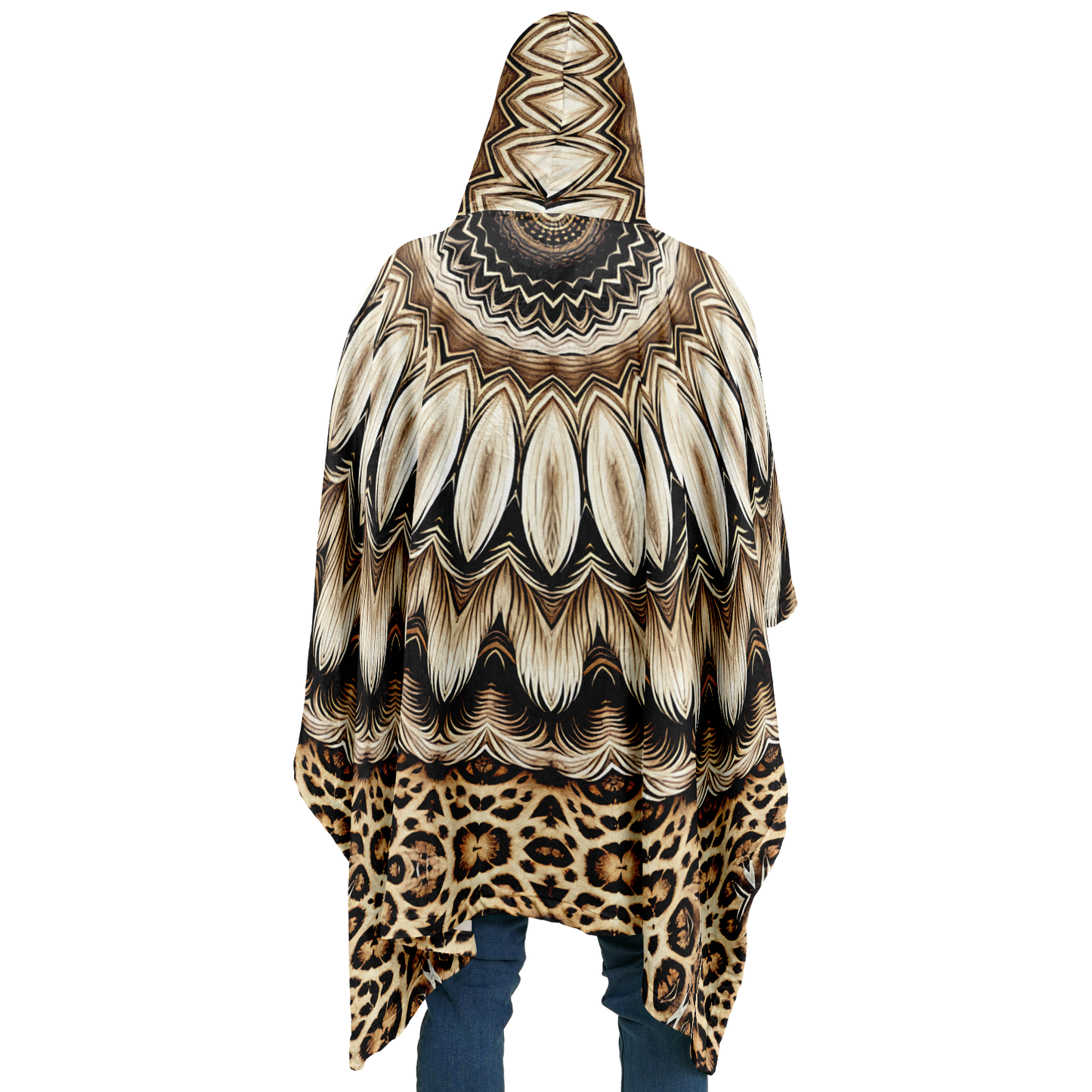 Men's Kaleidoscope Mandala Pattern  All-Over Print Flannel Blanket Poncho