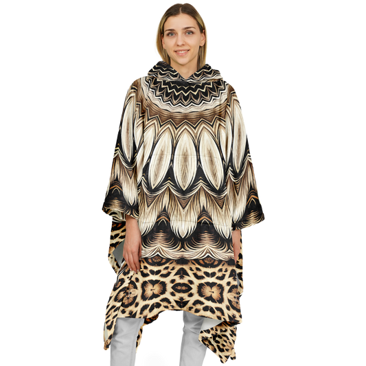 Women's Kaleidoscope Mandala Pattern  All-Over Print Flannel Blanket Poncho