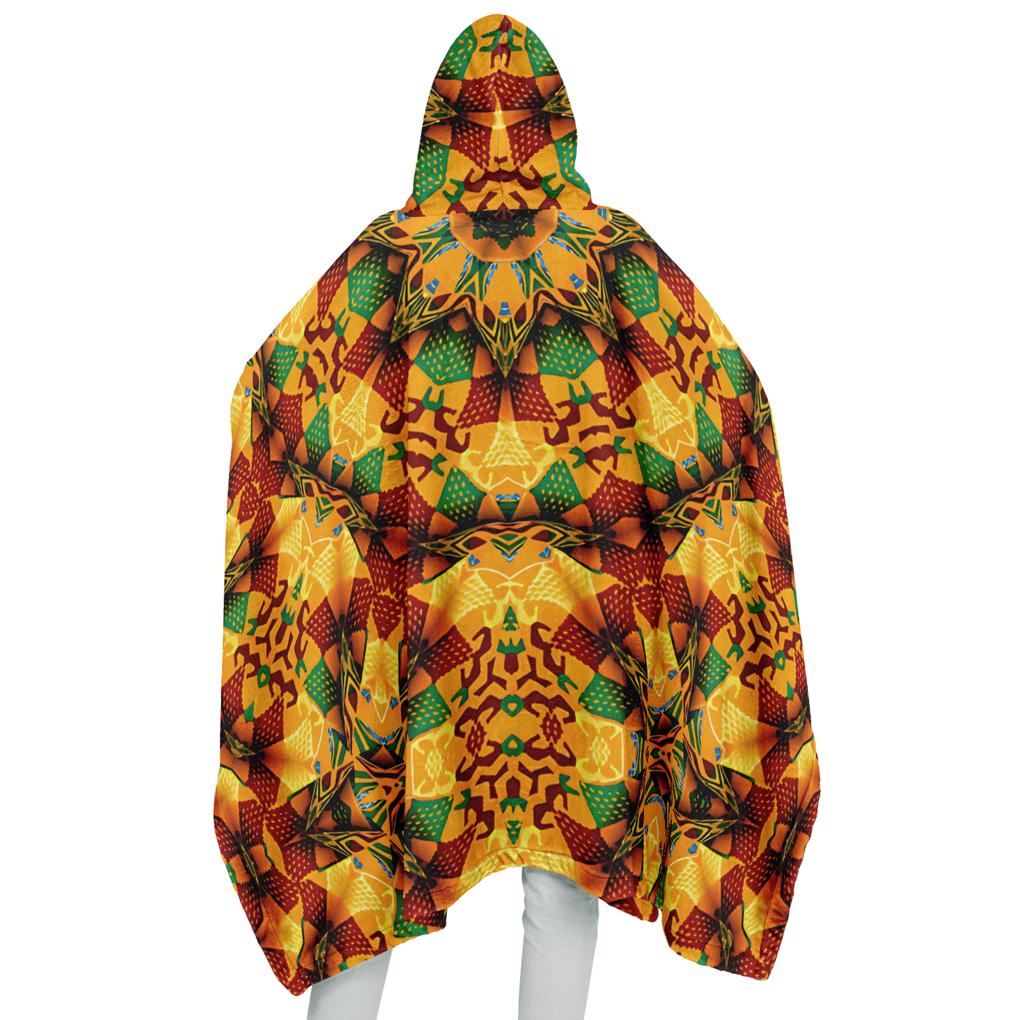 Women's Autumn Kaleidoscope Floral Pattern Flannel Blanket Poncho